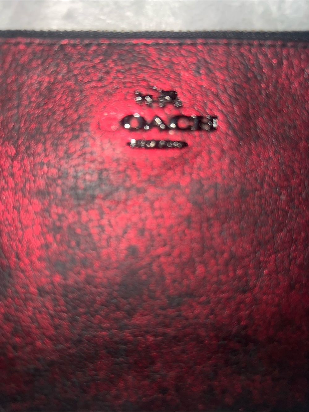 Coach Metallic Red and Black Corner Zip Wristlet—missing the “C” - Picture 6 of 6